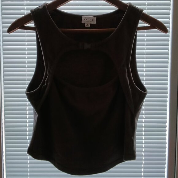 Lelis ๐บ  Womens Charcoal Gray Open Chest Buckle Closure Cropped Tank Top ๐ท - Picture 7 of 11
